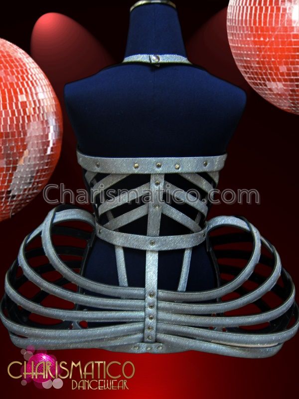 CHARISMATICO Sexy Diva S Matt Silver Vinyl Jean Paul Gaultier Corset